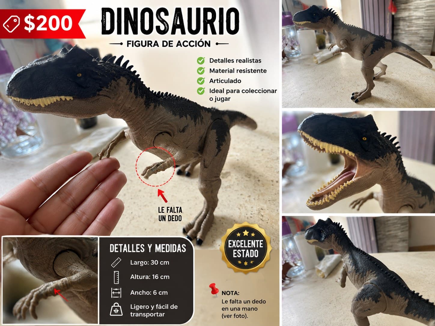 Figura de Acción Dinosaurio Articulado - Coleccionable
